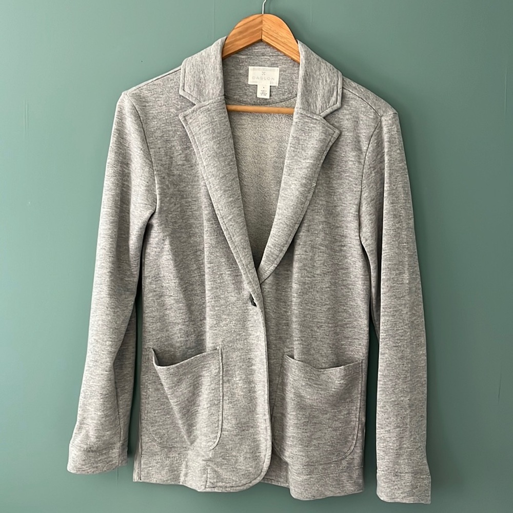 Caslon Knit One Button Blazer Grey Sz Sm